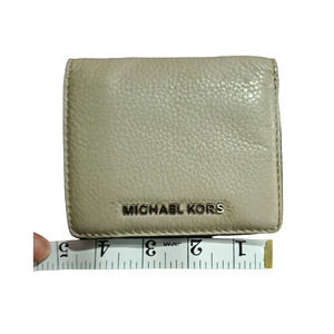 Authentic Michael Kors Beige Leather Card/Coin Wallet